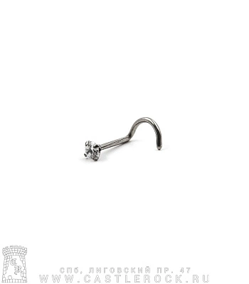 Крючок для носа Титан со Стразом (прозрачным) 0,8 х 6 х 3