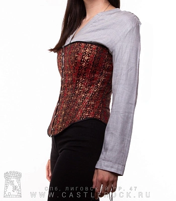 корсет черный с красным орнаментом