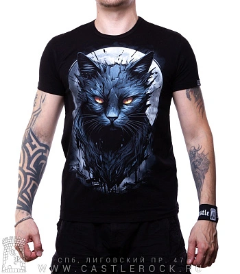 футболка кот и луна (светится)