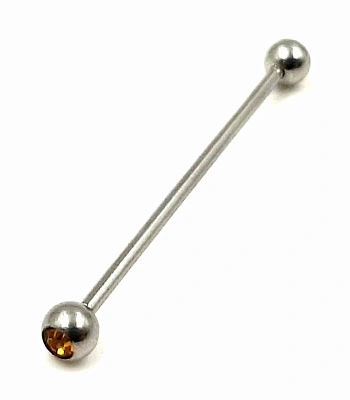 Штанга Индастриал Сталь с Шариками со Стразом (желтым) 1,6 х 38 х 5/5