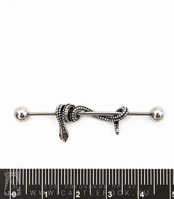 Штанга Индастриал Сталь с Шариками и Змейкой (большой) 1,2 х 38 х 5/5