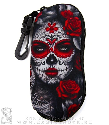 чехол для очков santa muerte (в розах)