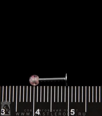Лабрет Сталь с Акриловым Шариком с Блестками (розовыми) 1,2 х 8 х 3