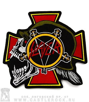 нашивка на спину slayer (череп и крест, вышивка)