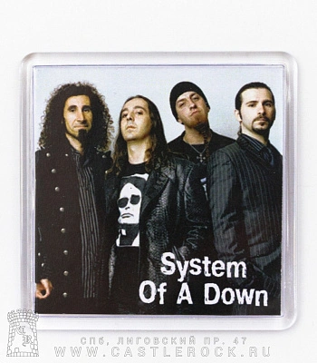 магнит квадратный system of a down (группа, ч/б)
