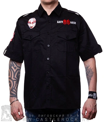 рубашка с коротким рукавом marilyn manson (вышивка)