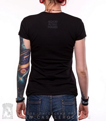 женская футболка котик и золотая рыбка "time to dream" (светится)