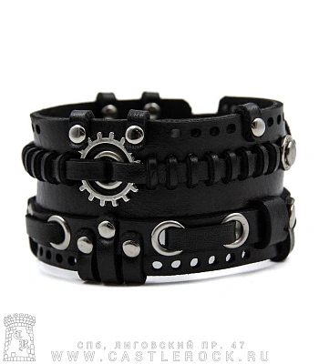 напульсник кожаный стимпанк черный (bspk-8)