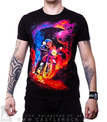 футболка космический мотоциклист (светится)