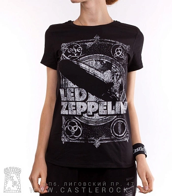 женская футболка led zeppelin (дирижабль ч/б)