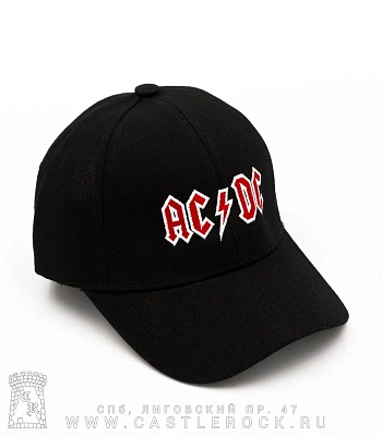 бейсболка ac/dc (лого, кант белый, шесть клиньев, вышивка)