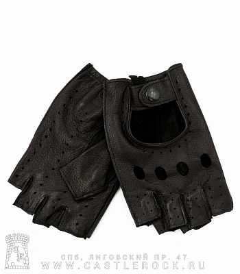 перчатки кожаные мужские обр/пал (перфорация, овальные вырезы, шов наружу, на кнопке)
