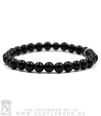 браслет из натурального камня агат черный (6 мм)