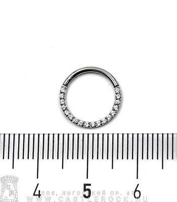 Сегментное Кольцо Кликер Сталь 1,2 х 10 (кристаллы прозрачные сбоку)