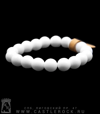 браслет из натурального камня агат белый (10 мм)