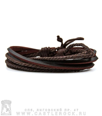 фенечка плетеная ремни и нити (коричневая)