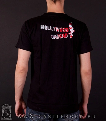 футболка hollywood undead (маски, красный фон)