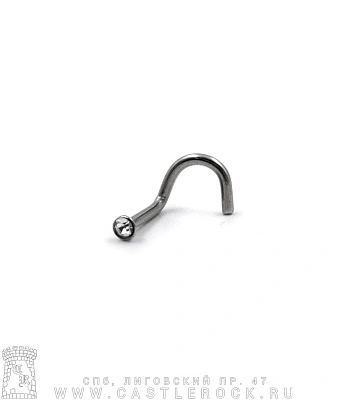 Крючок для носа Сталь со Стразом (прозрачным) 1 х 6-8 х 2