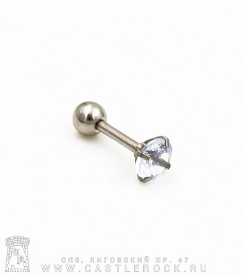 Микроштанга Сталь со Стразом (прозрачным) 1,2 х 6 х 4/5