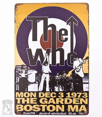 табличка who "mon dec 3 1973. the garden boston ma"