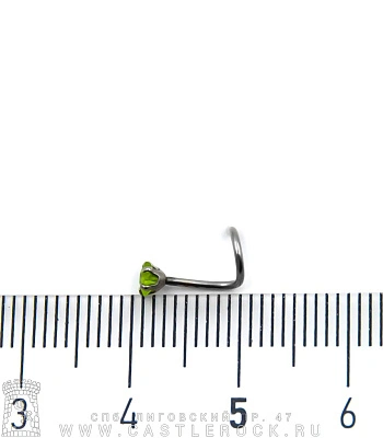 Крючок для носа Сталь со Стразом Звезда (зеленым) 0,8 х 6-8 х 3