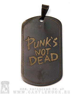 жетон с гравировкой anarchy анархия punks not dead (скелет панка, полированный)