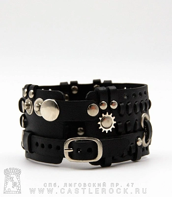 напульсник кожаный стимпанк черный (bspk-5)