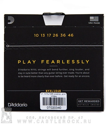 струны d'addario никелированные для электрогитары nyxl1046