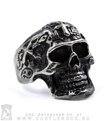 кольцо череп с крестами