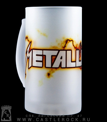 кружка пивная стеклянная metallica (надпись, молнии)