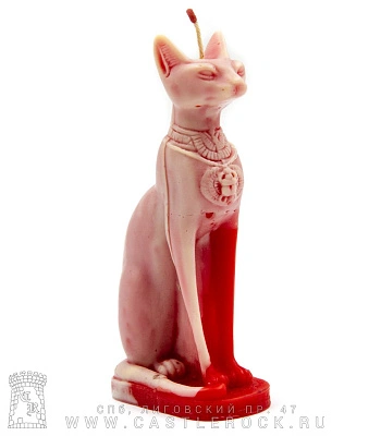 свеча богиня бастет (кошка, большая, красная, воск)