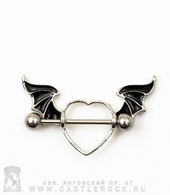 Штанга Сталь Сердце Крылатое (эмаль черная) 1,6 х 20 х 5/5