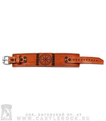 браслет кожаный с гравировкой агисхьяльм шлем ужаса в руническом круге