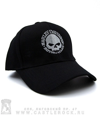 бейсболка harley-davidson (череп, шесть клиньев, вышивка)