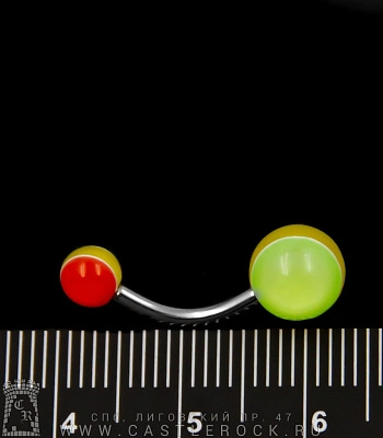 Банан Сталь с Акриловыми Шариками Полоса (желто-оранжевыми) 1,6 х 10 х 5/8