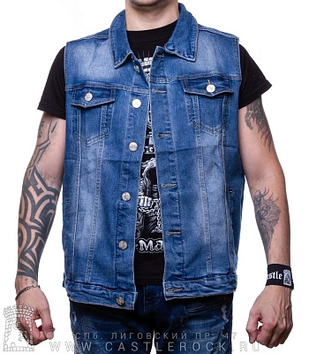 жилет джинсовый голубой (потертый) 3021