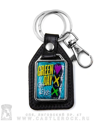 брелок прямоугольный на подкладке green day "oh love"