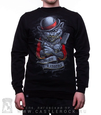 свитшот кот гангстер "hello kittens" (светится)