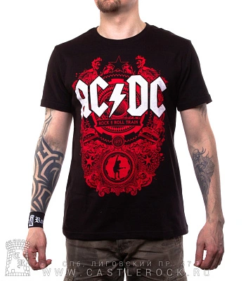 футболка ac/dc "rock'n'roll train" (принт красный)