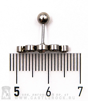 Микроштанга Сталь со Стразами (прозрачными) 0,8 х 6 х 4/16