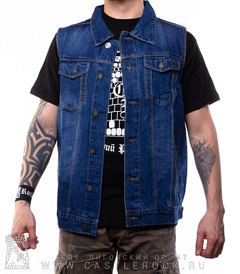 жилет джинсовый синий (прострочка узкая) 7072#