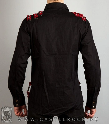 рубашка с длинным рукавом ремни с клеткой (черно-красной)