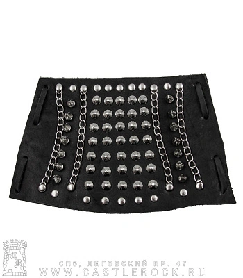 напульсник кожаный широкий шипы, цепи, клепки (на шнуровке)
