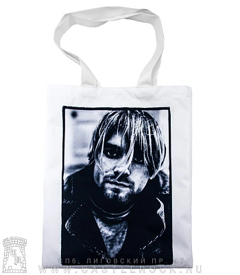 сумка шоппер nirvana kurt cobain (белая, большая)