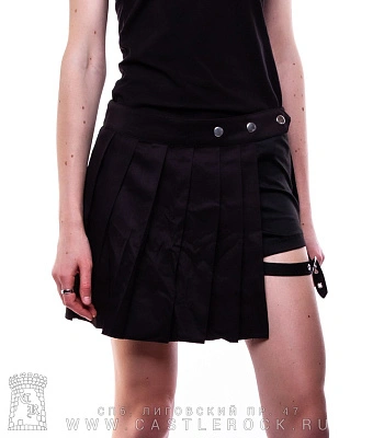 юбка-шорты со складками черная