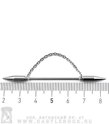 Штанга Индастриал Сталь с Шипами и Цепочкой 1,6 х 34 х 4/4