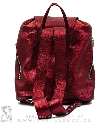 рюкзак кожаный o'skull бордовый (металлик, два кармана)