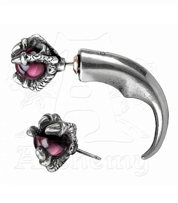 серьга alchemy gothic (алхимия готик) e325 dragon orb claw