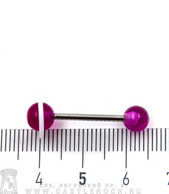 Штанга Сталь с Акриловыми Шариками Сатурн (фиолетовыми) 1,6 х 16 х 6/10