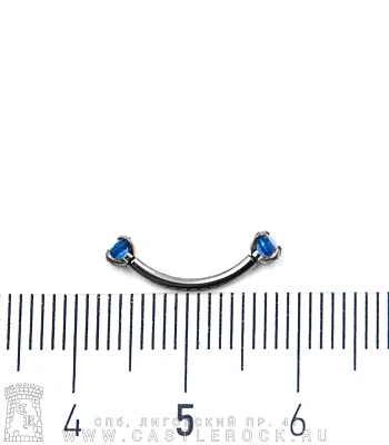 Микробанан с Внутренней Резьбой Титан со Стразами (голубыми темными) 1,2 х 10 х 3/3